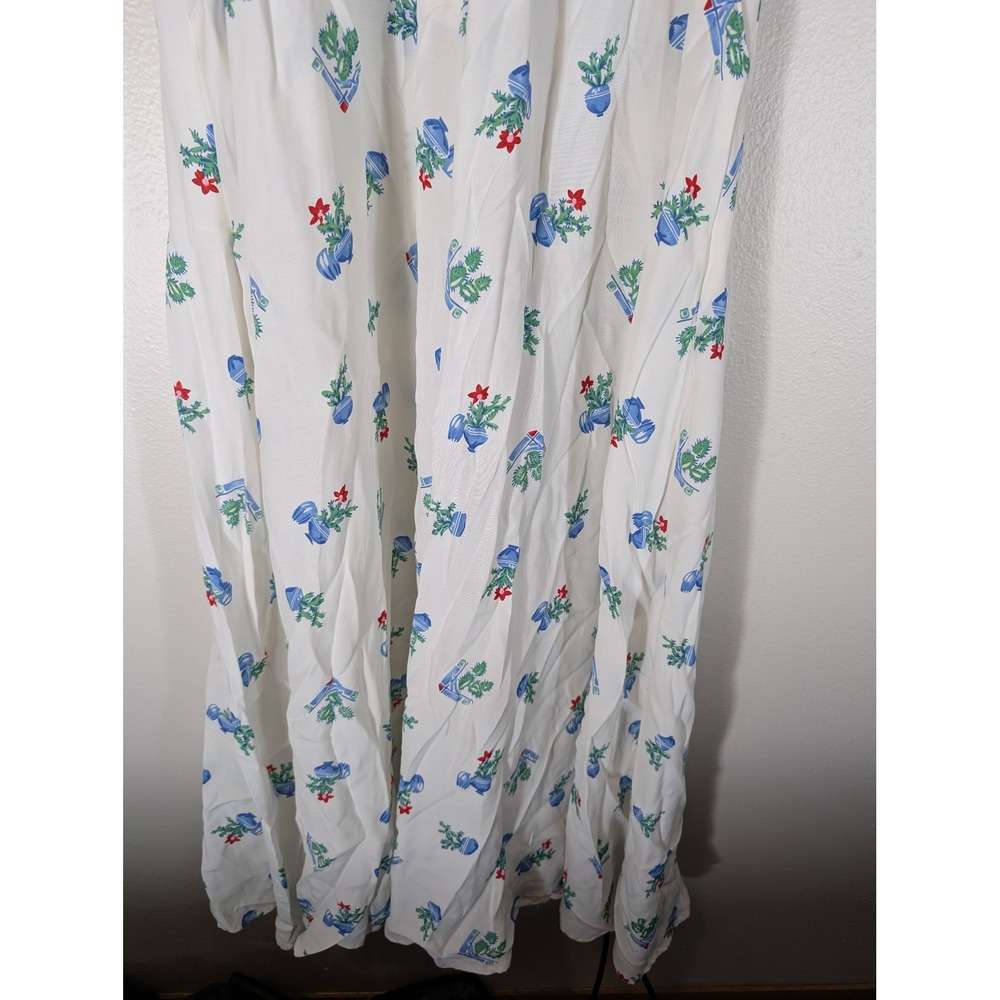 Desert West Sherry Holt Small Vintage Southwestern Cactus Midi Dress Rayon - Picture 2 of 11